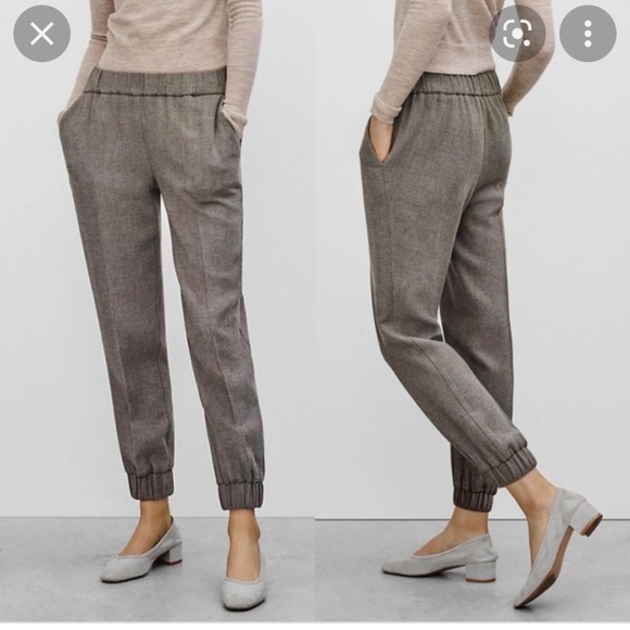 WILFRED | S Turquet Wool Pants Jogger Light Grey Elastic Waist Straight Slim Leg - Picture 2 of 8